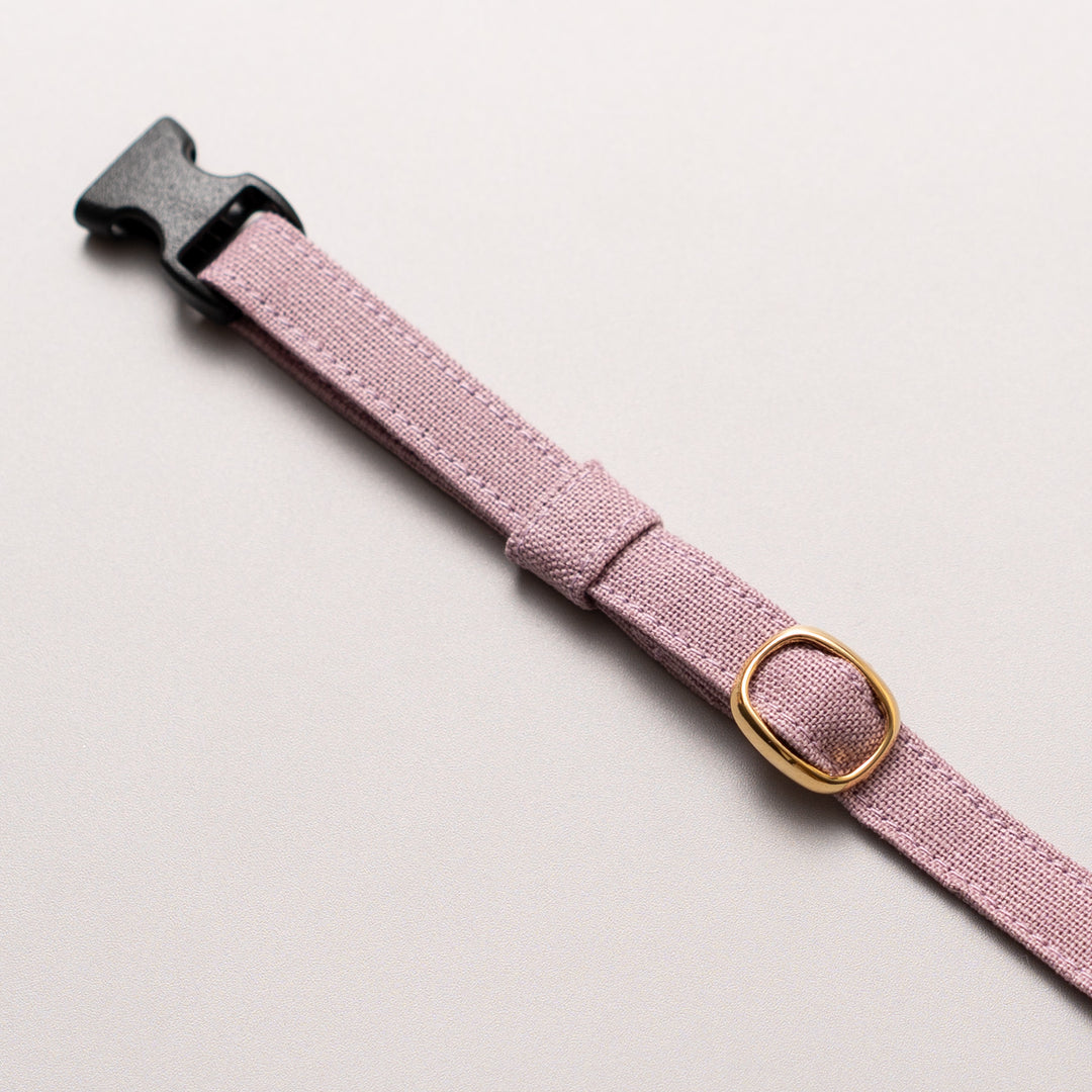 猫首輪 MUJI綿麻 パープル - ぽぽねこ公式オンラインショップ