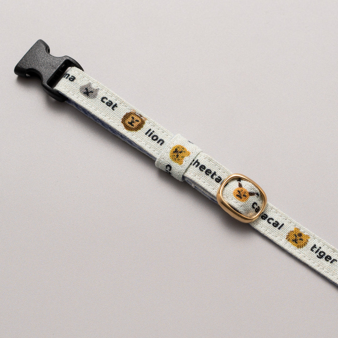 グラフィック猫首輪 ねこ科 くすみブルー【限定モデル】