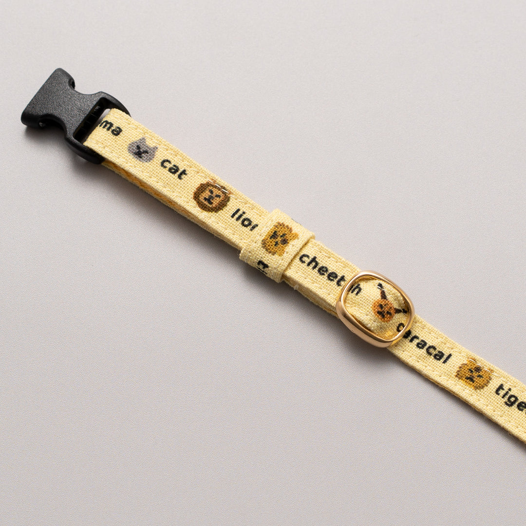 グラフィック猫首輪 ねこ科 くすみイエロー【限定モデル】