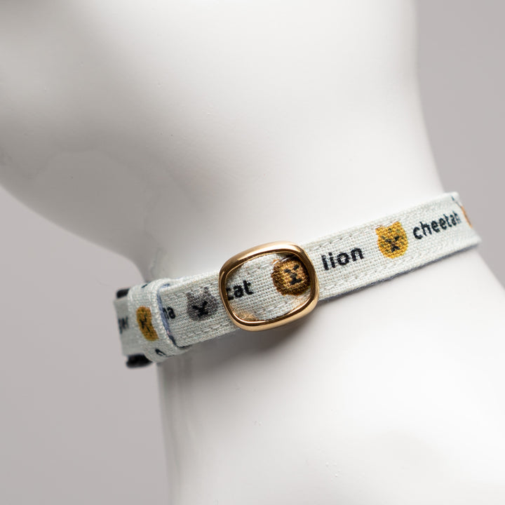 グラフィック猫首輪 ねこ科 くすみブルー【限定モデル】