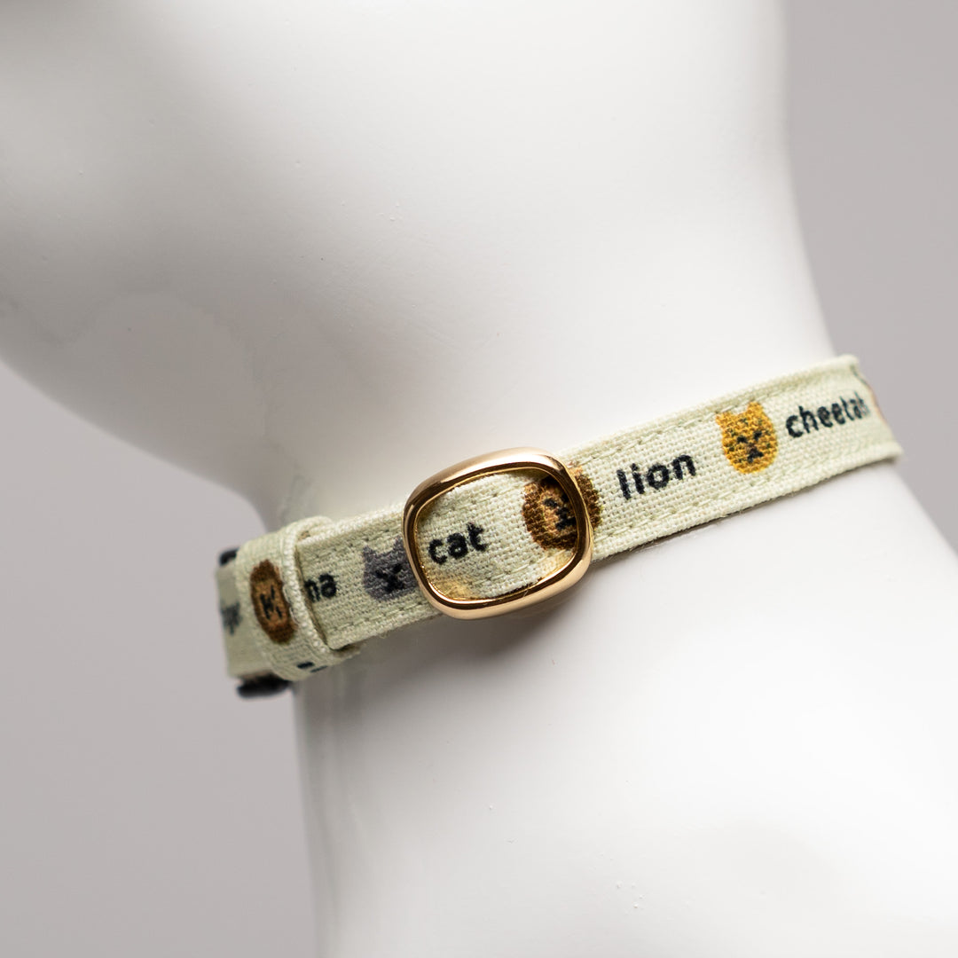 グラフィック猫首輪 ねこ科 くすみグリーン【限定モデル】