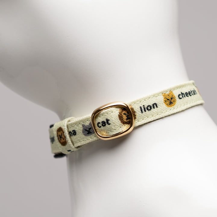 グラフィック猫首輪 ねこ科 くすみグリーン【限定モデル】
