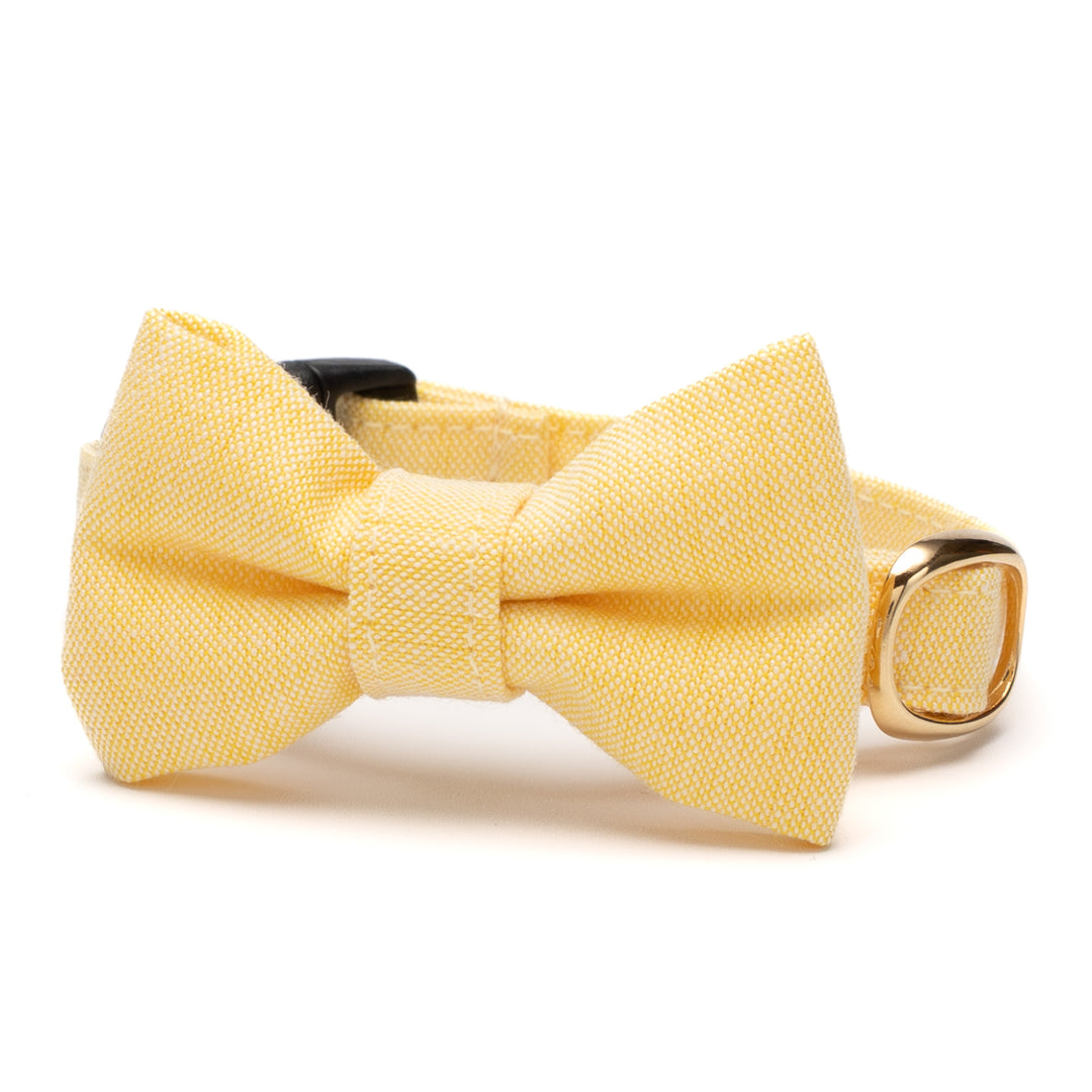 リボン付き猫首輪 汚れに強い撥水撥油 イエロー