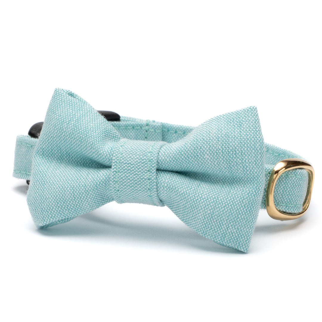 リボン付き猫首輪 汚れに強い撥水撥油 ミントグリーン
