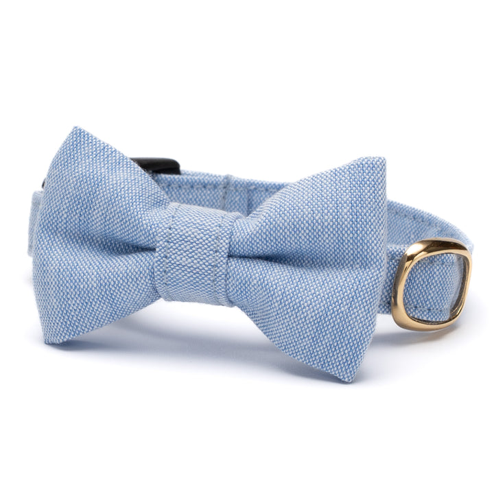 リボン付き猫首輪 汚れに強い撥水撥油 マリンブルー
