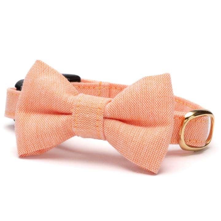 リボン付き猫首輪 汚れに強い撥水撥油 オレンジ