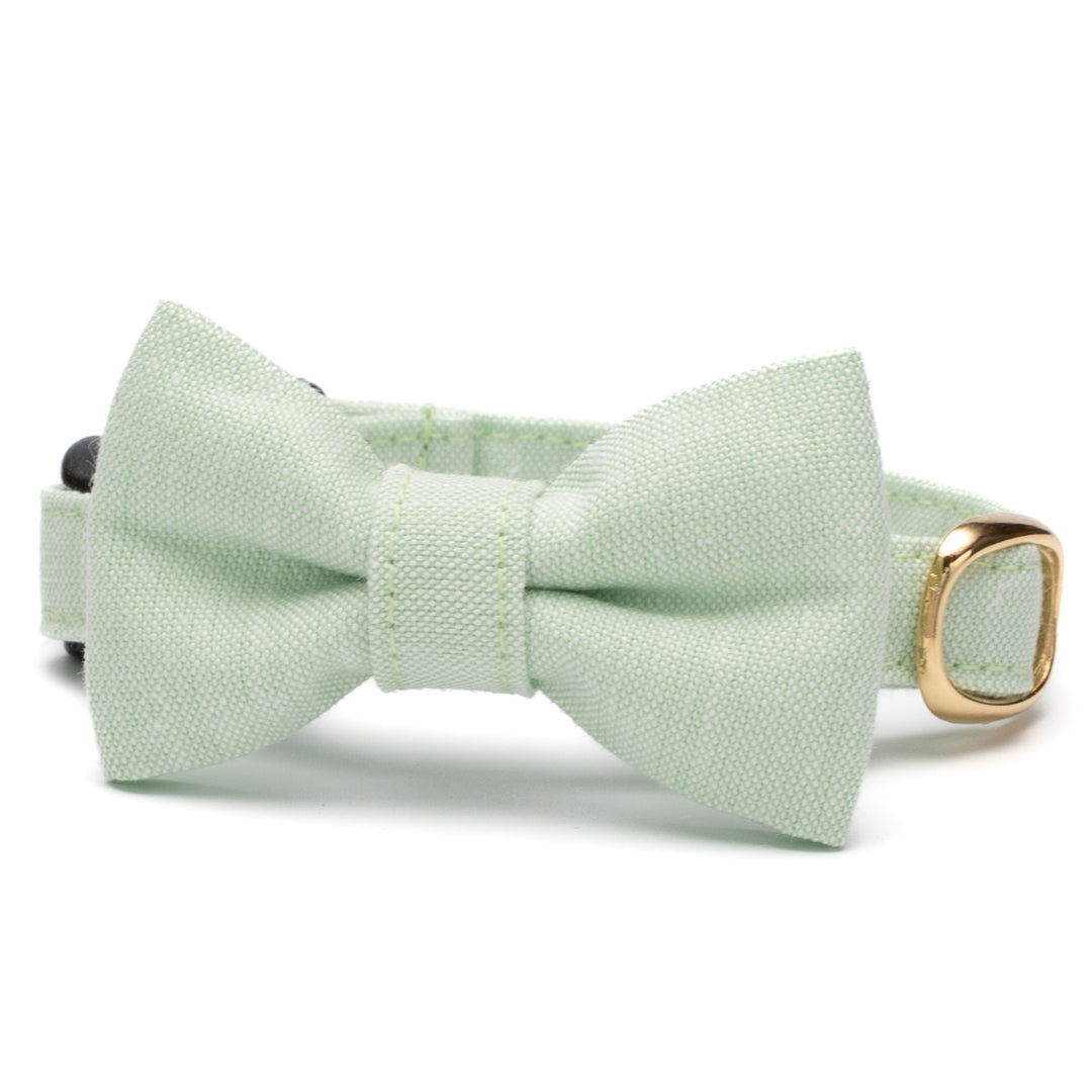 リボン付き猫首輪 汚れに強い撥水撥油 スプリンググリーン