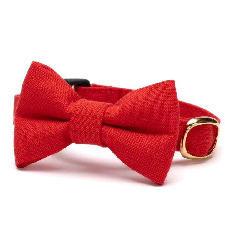 リボン付き猫首輪 汚れに強い撥水撥油 レッド