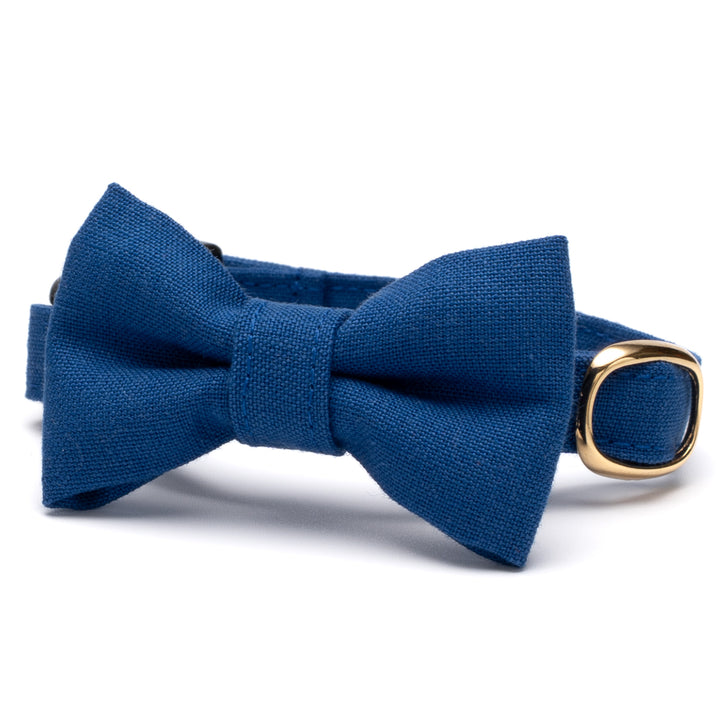 リボン付き猫首輪 汚れに強い撥水撥油 ブルー