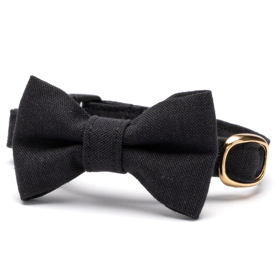 リボン付き猫首輪 汚れに強い撥水撥油 ブラック