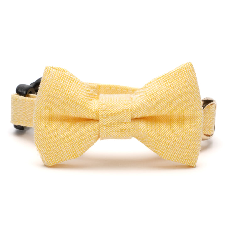 リボン付き猫首輪 汚れに強い撥水撥油 イエロー