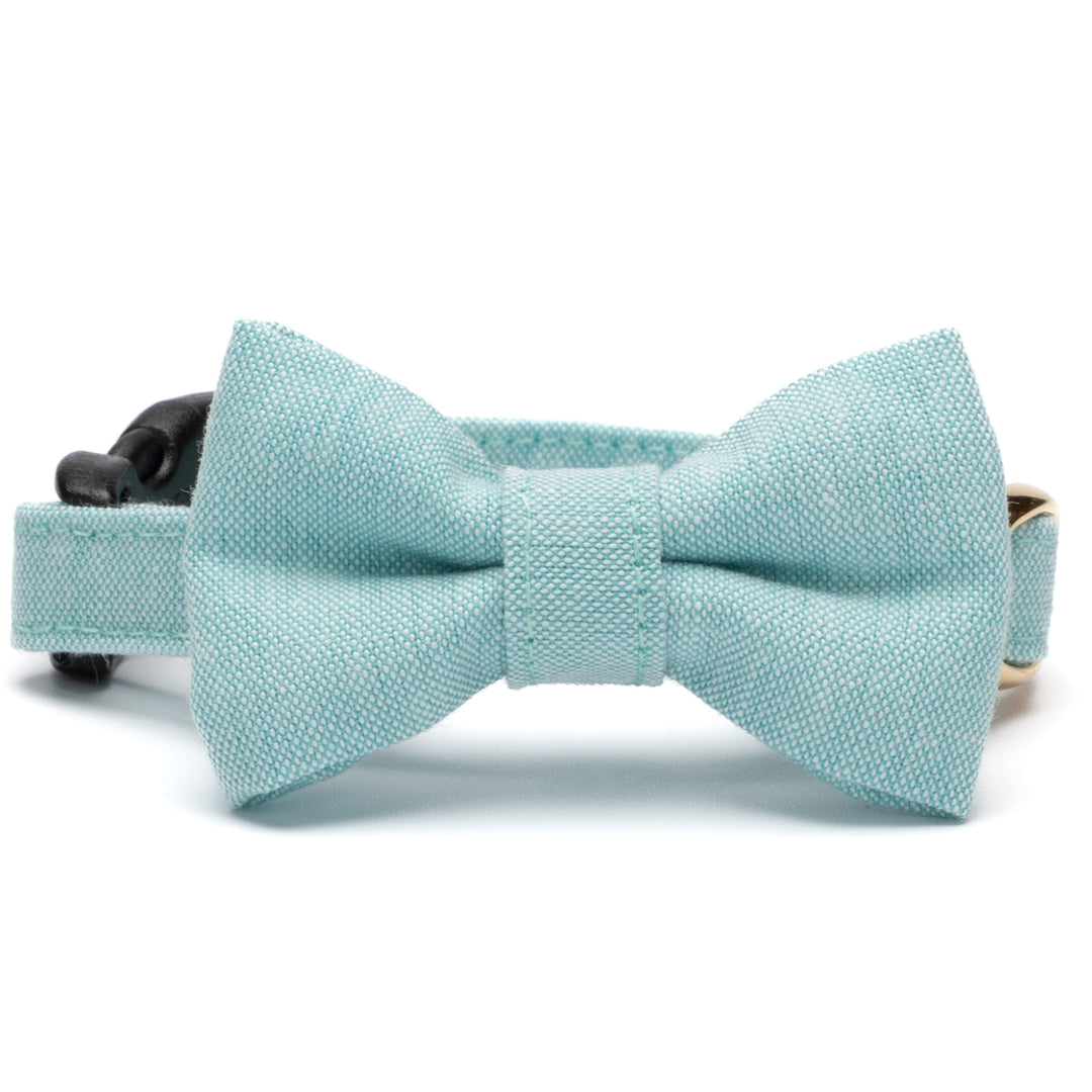 リボン付き猫首輪 汚れに強い撥水撥油 ミントグリーン