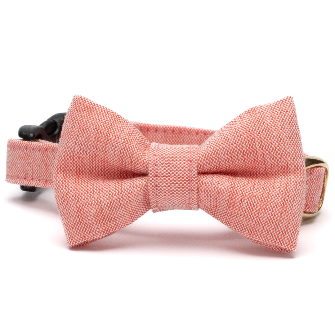 リボン付き猫首輪 汚れに強い撥水撥油 トマトレッド