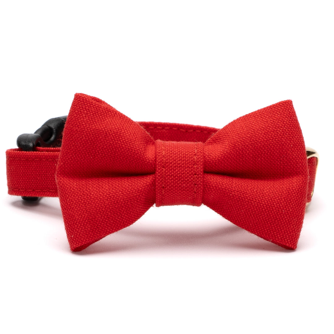 リボン付き猫首輪 汚れに強い撥水撥油 レッド