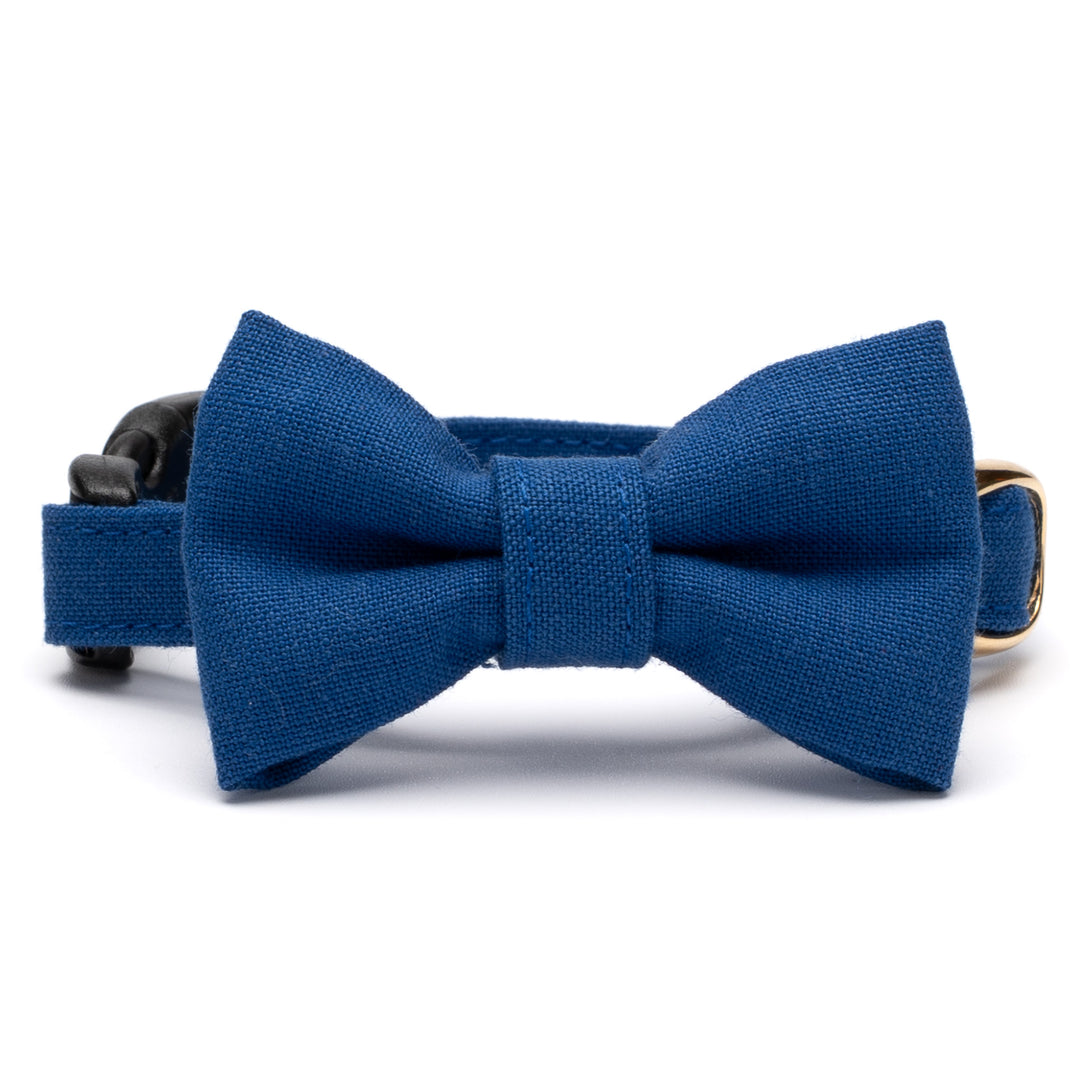 リボン付き猫首輪 汚れに強い撥水撥油 ブルー