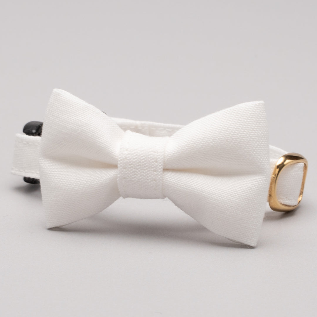 リボン付き猫首輪 汚れに強い撥水撥油 ホワイト