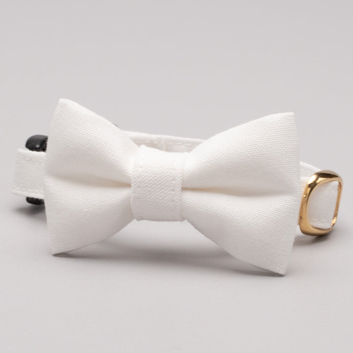 リボン付き猫首輪 汚れに強い撥水撥油 ホワイト