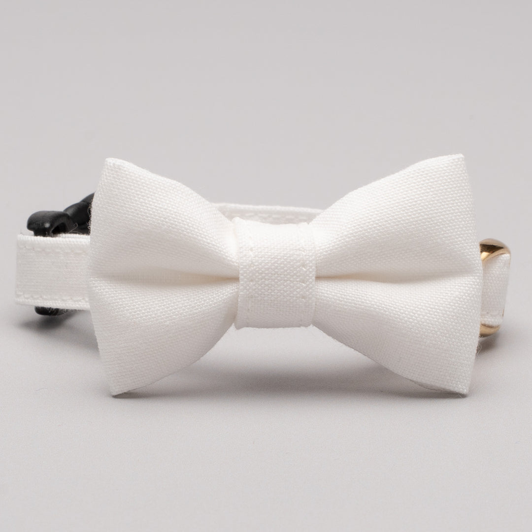 リボン付き猫首輪 汚れに強い撥水撥油 ホワイト