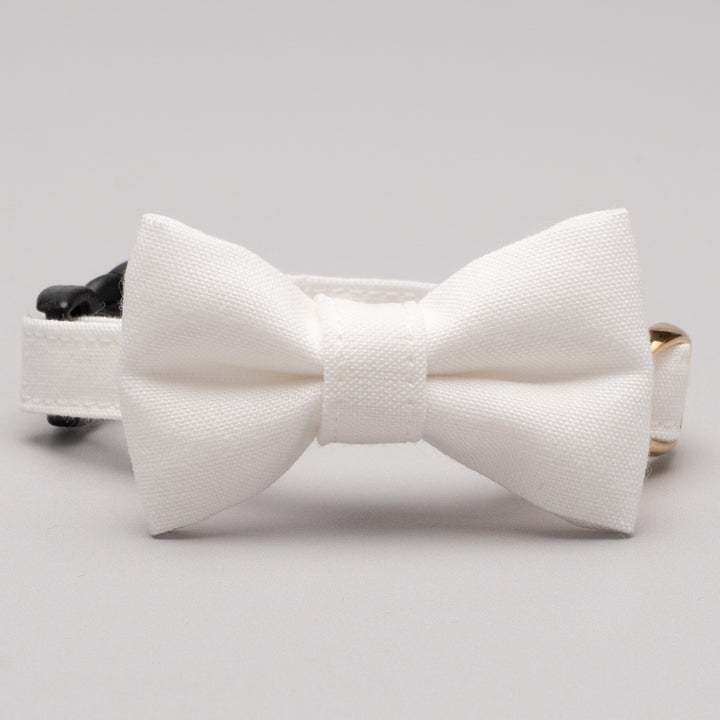 リボン付き猫首輪 汚れに強い撥水撥油 ホワイト