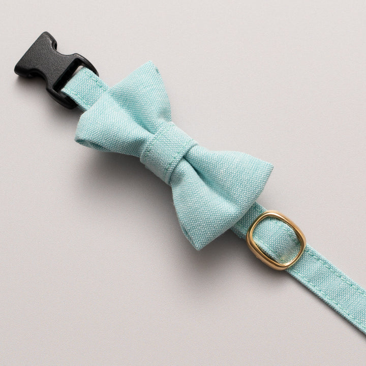 リボン付き猫首輪 汚れに強い撥水撥油 ミントグリーン