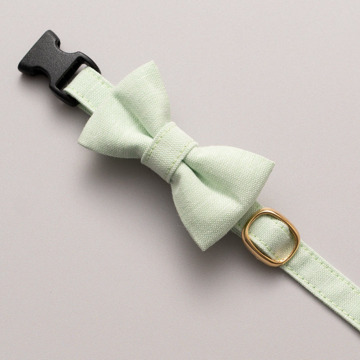 リボン付き猫首輪 汚れに強い撥水撥油 スプリンググリーン