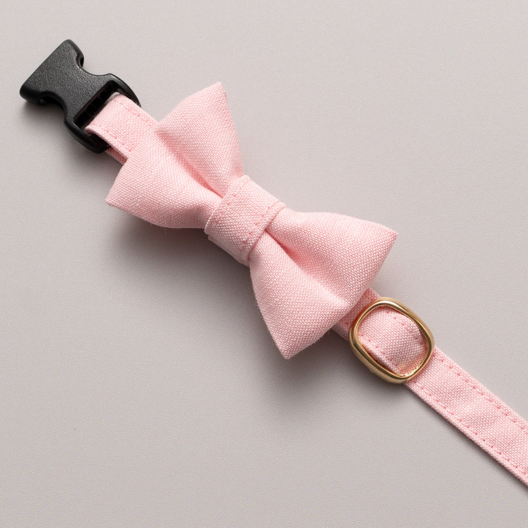 リボン付き猫首輪 汚れに強い撥水撥油 ピンク