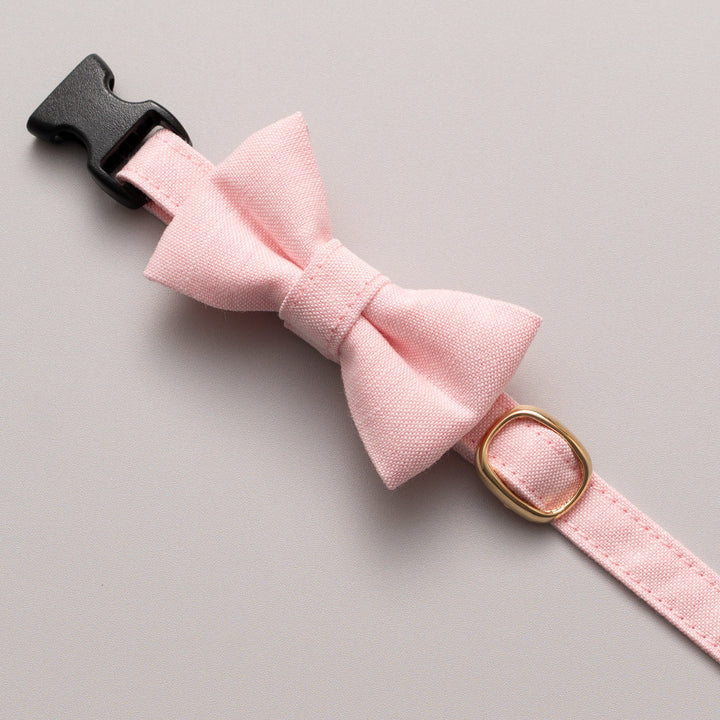 リボン付き猫首輪 汚れに強い撥水撥油 ピンク