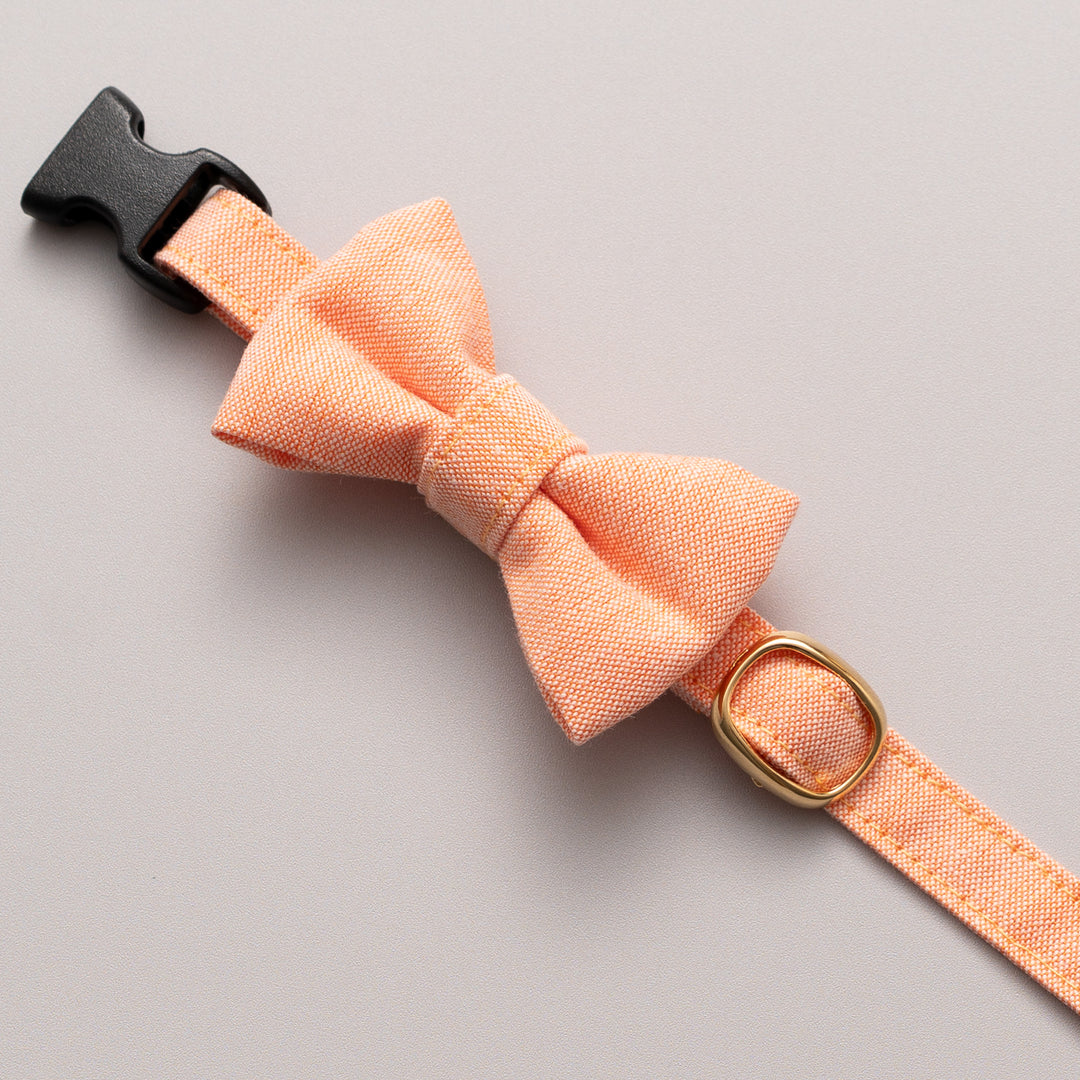 リボン付き猫首輪 汚れに強い撥水撥油 オレンジ