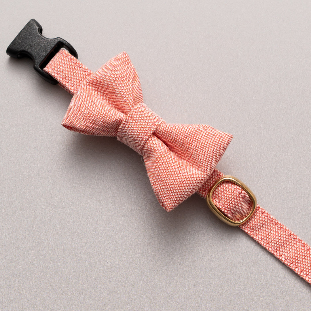 リボン付き猫首輪 汚れに強い撥水撥油 トマトレッド