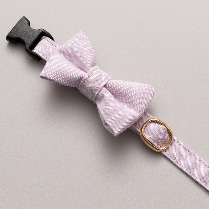 リボン付き猫首輪 汚れに強い撥水撥油 ペールラベンダー