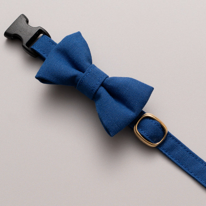 リボン付き猫首輪 汚れに強い撥水撥油 ブルー