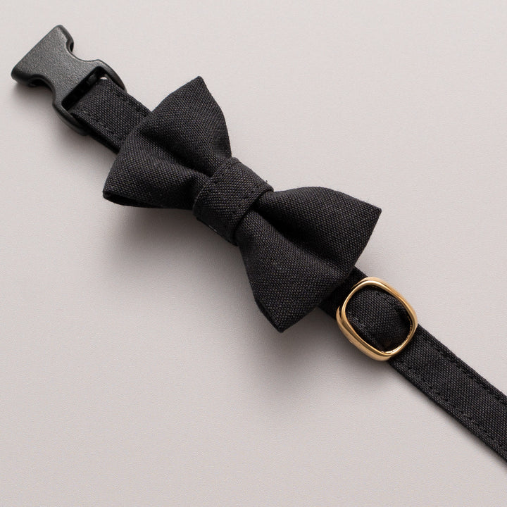 リボン付き猫首輪 汚れに強い撥水撥油 ブラック