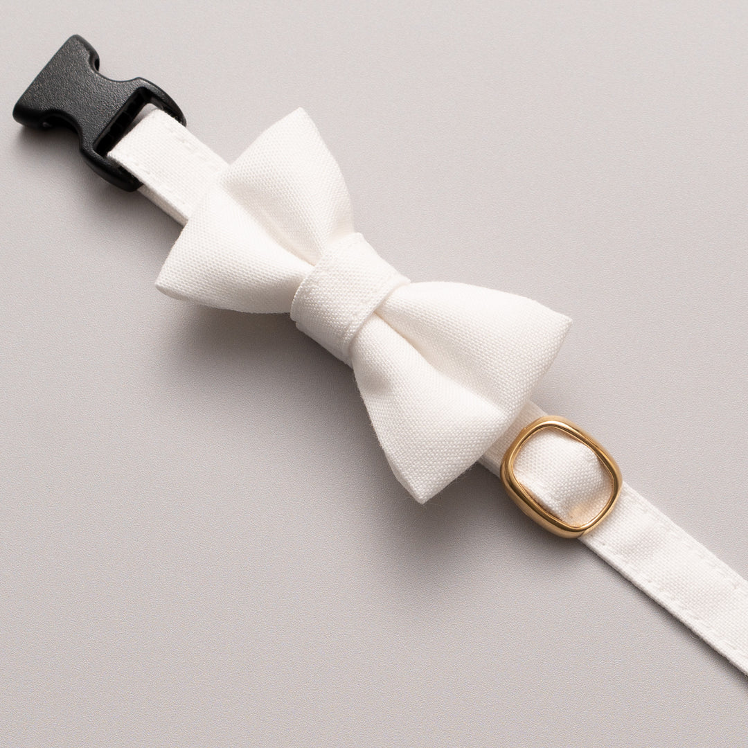 リボン付き猫首輪 汚れに強い撥水撥油 ホワイト