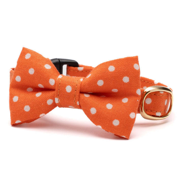 リボン付き猫首輪 ドット サンオレンジ