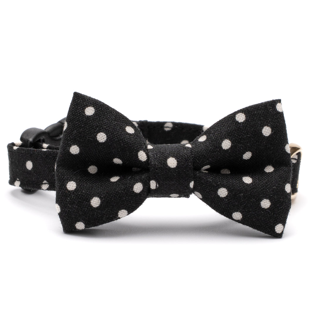 リボン付き猫首輪 ドット ブラック
