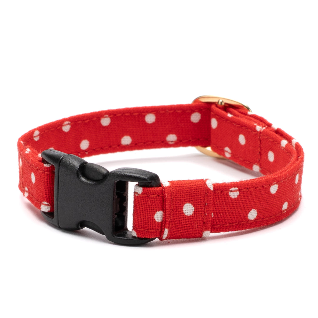 猫首輪 ドット ストロベリーレッド