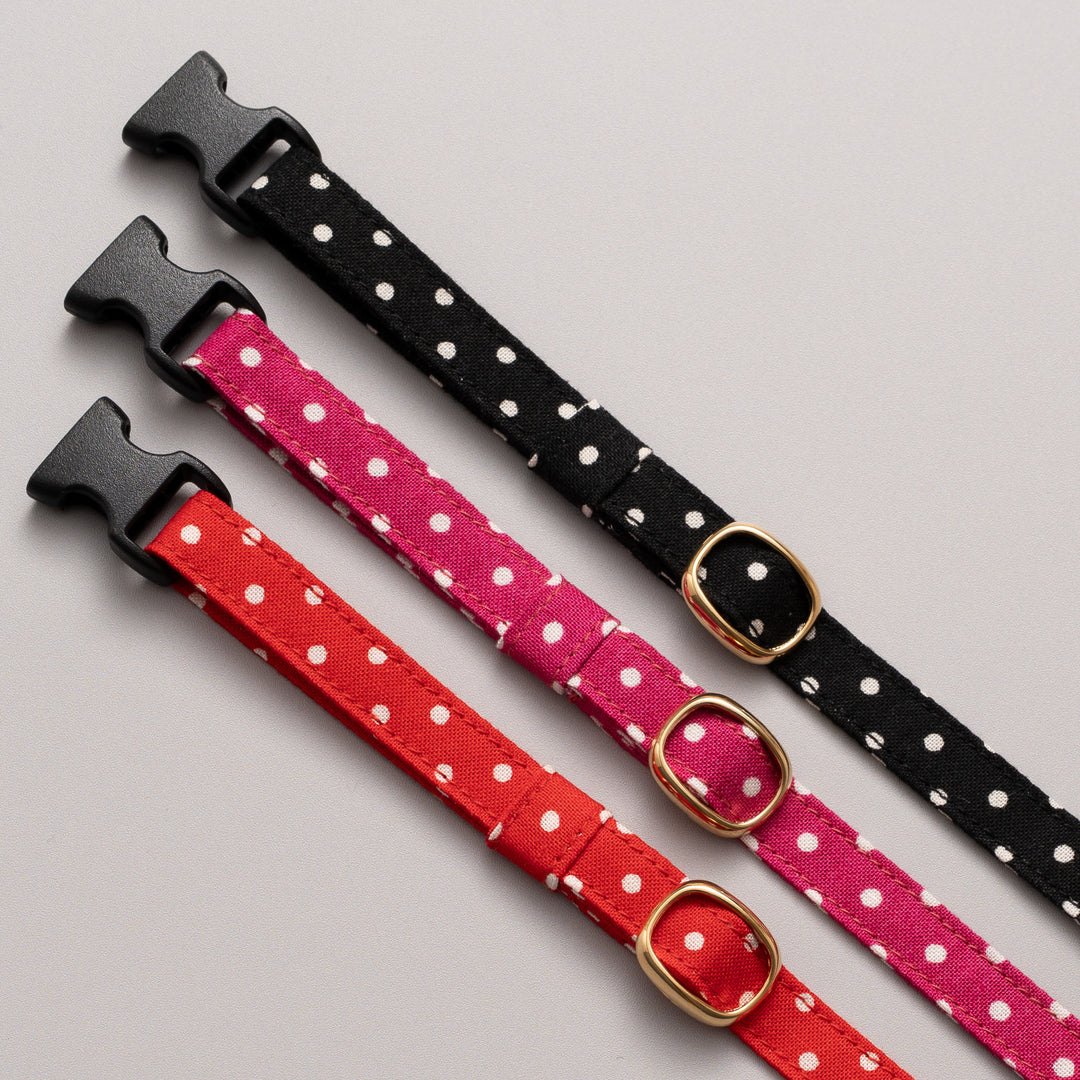 猫首輪 ドット ブラック