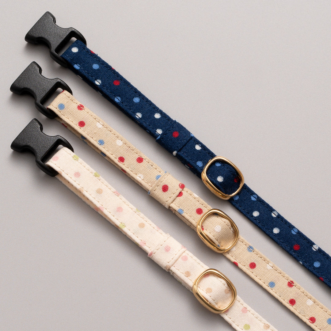 猫首輪 ドット マルチカラー アイボリー【限定色】