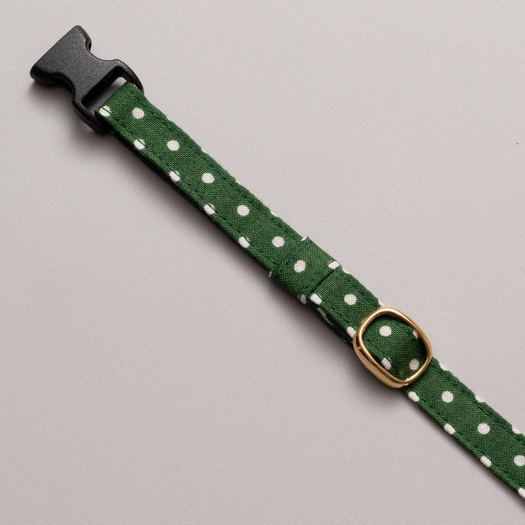 猫首輪 ドット フォレストグリーン