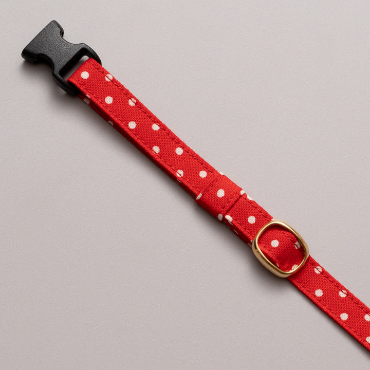 猫首輪 ドット ストロベリーレッド