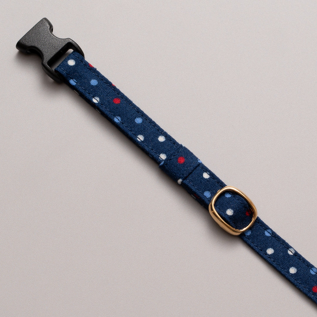 猫首輪 ドット マルチカラー ネイビー【限定色】