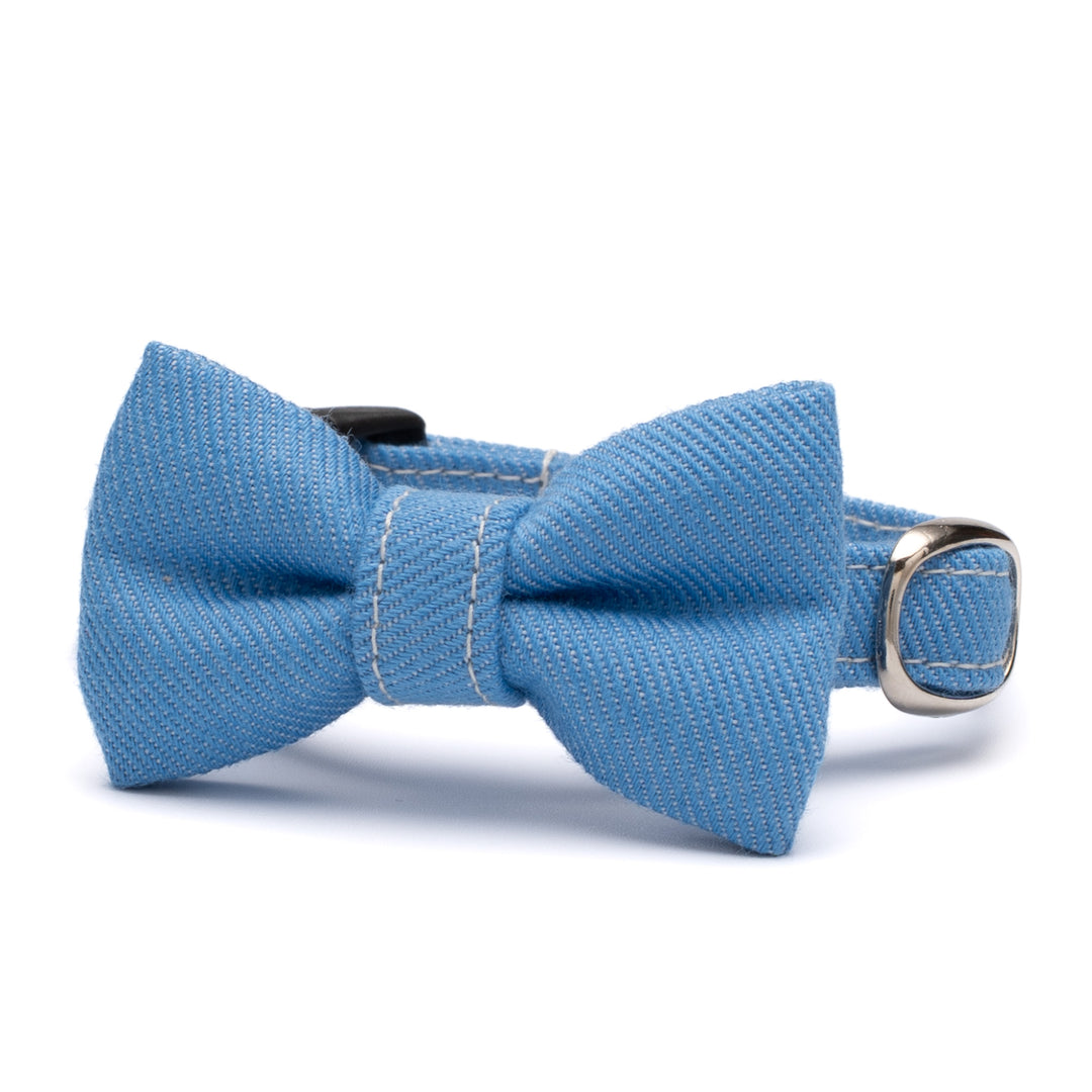 リボン付き猫首輪 デニム コメットブルー