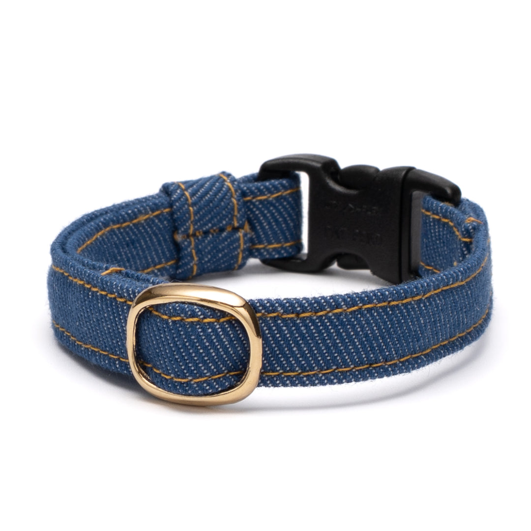 猫首輪 デニム ブルー