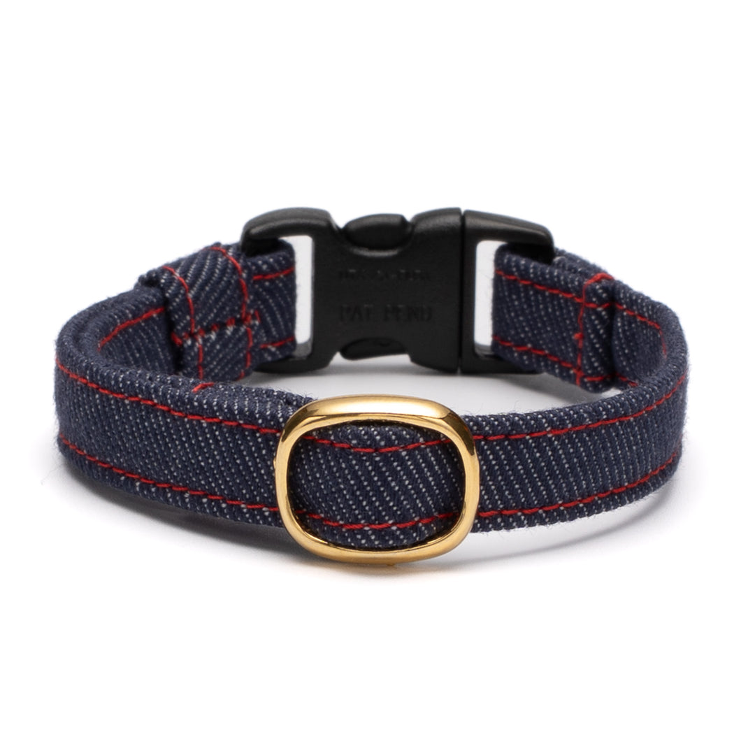 猫首輪 デニム ネイビー