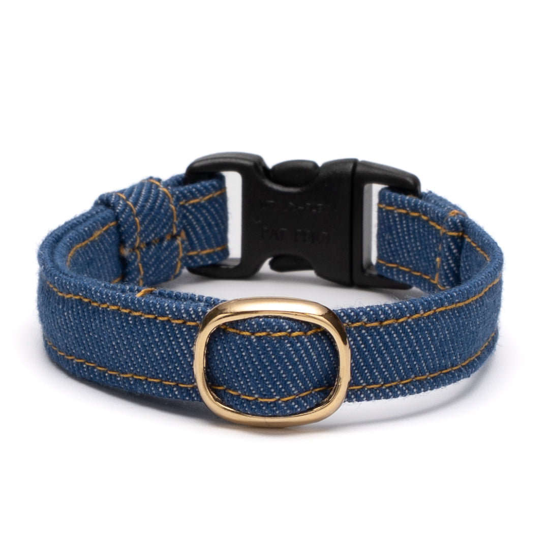 猫首輪 デニム ブルー