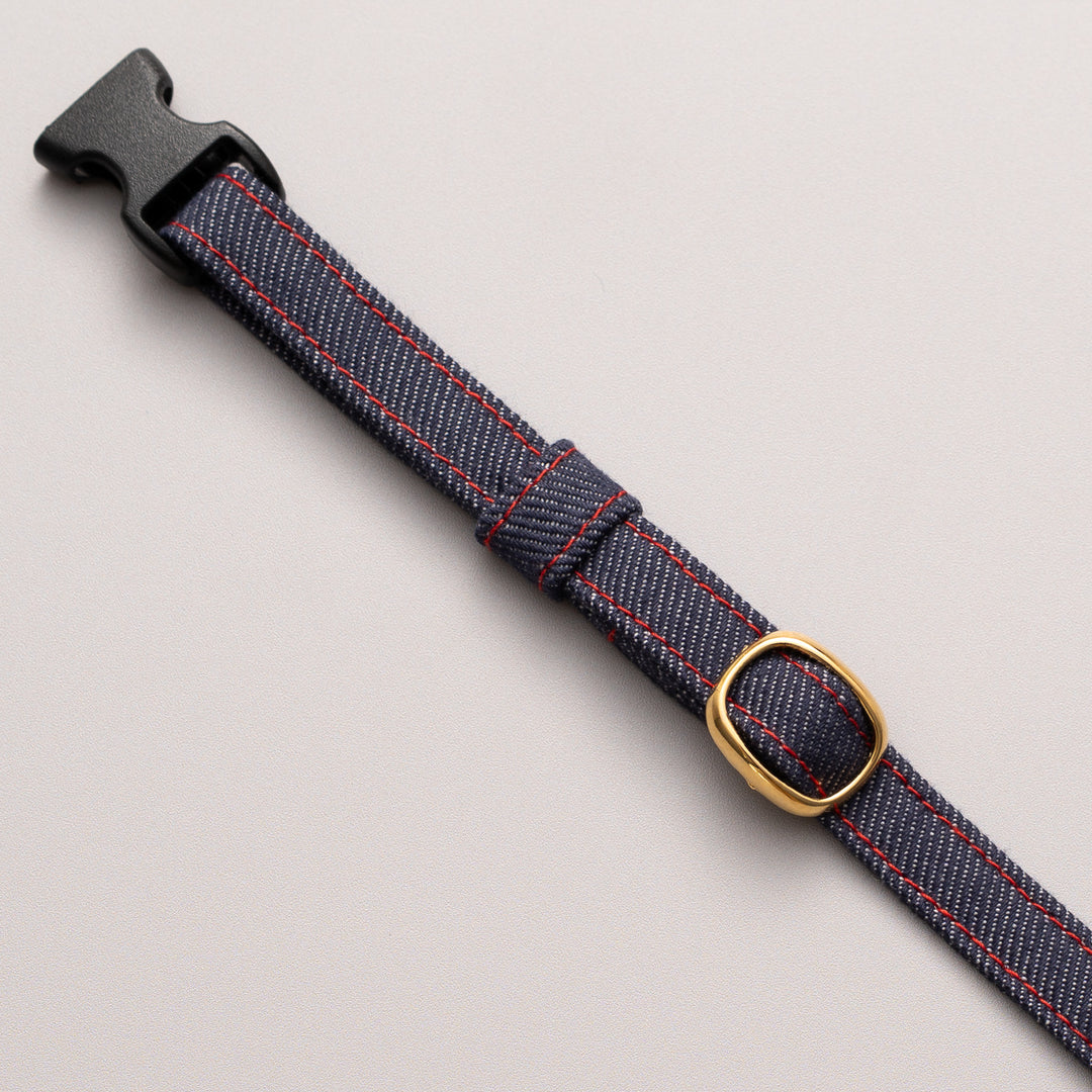 猫首輪 デニム ネイビー