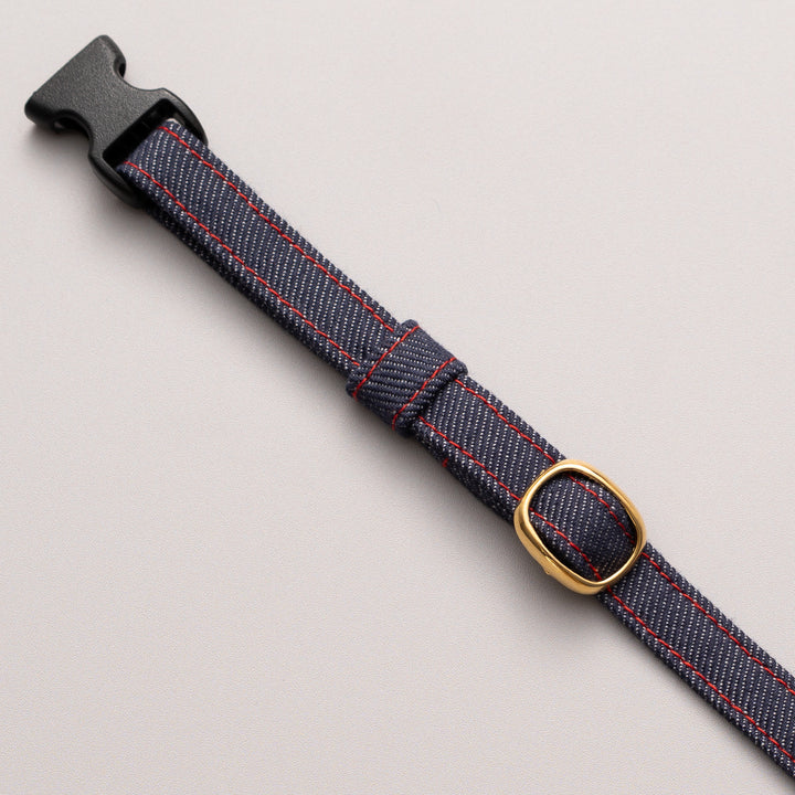 猫首輪 デニム ネイビー