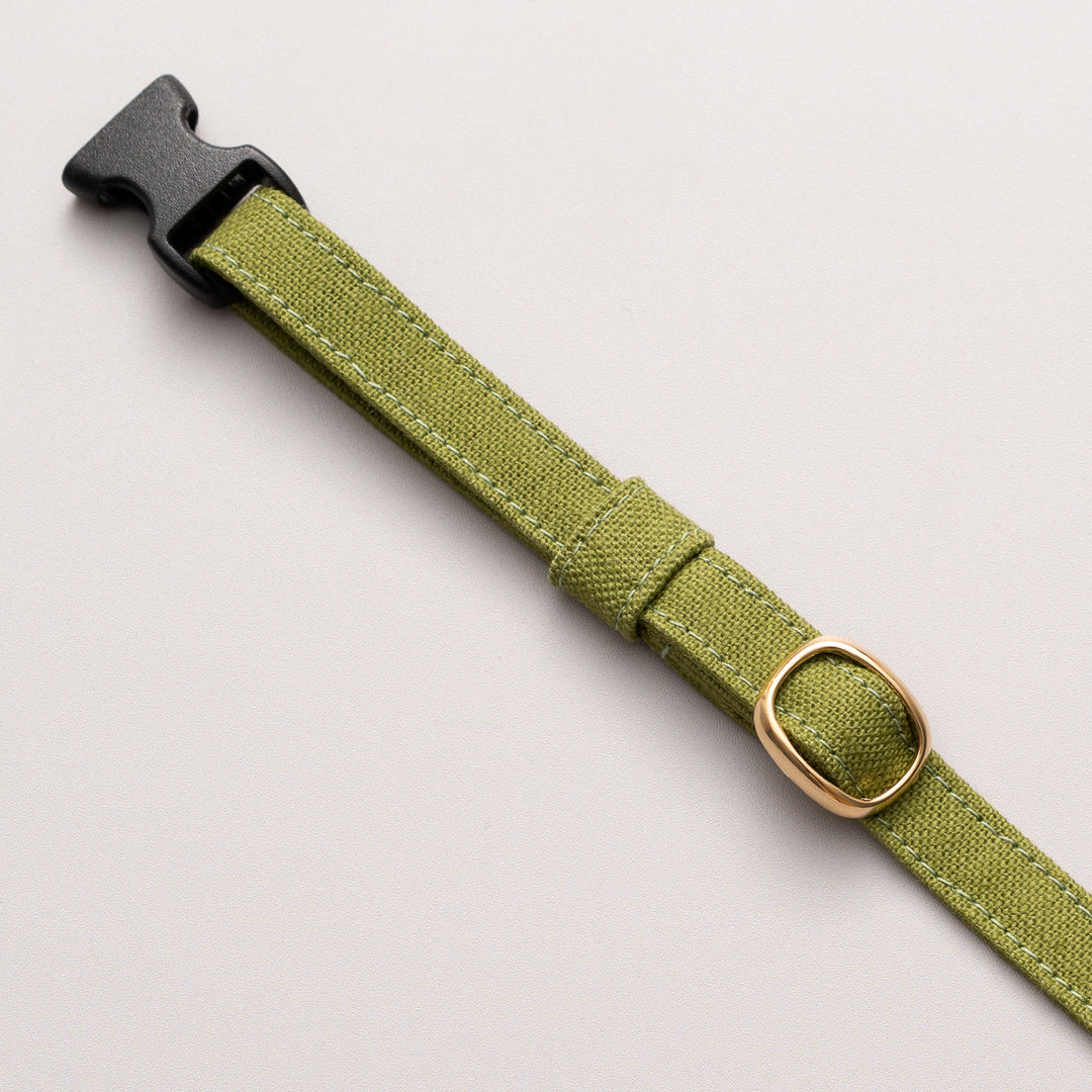 猫首輪 MUJI綿麻 グリーン