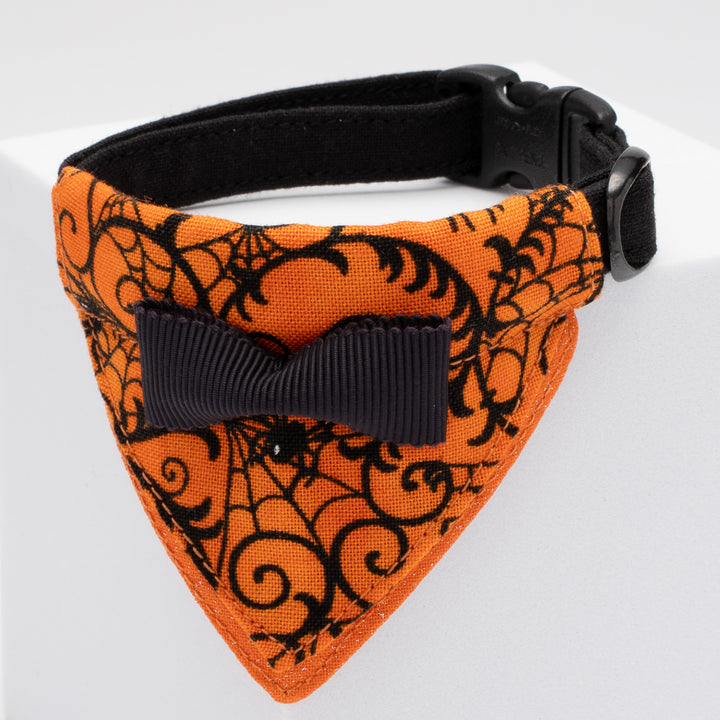 バンダナ付き猫首輪 ハロウィンパーティー スパイダー/オレンジ