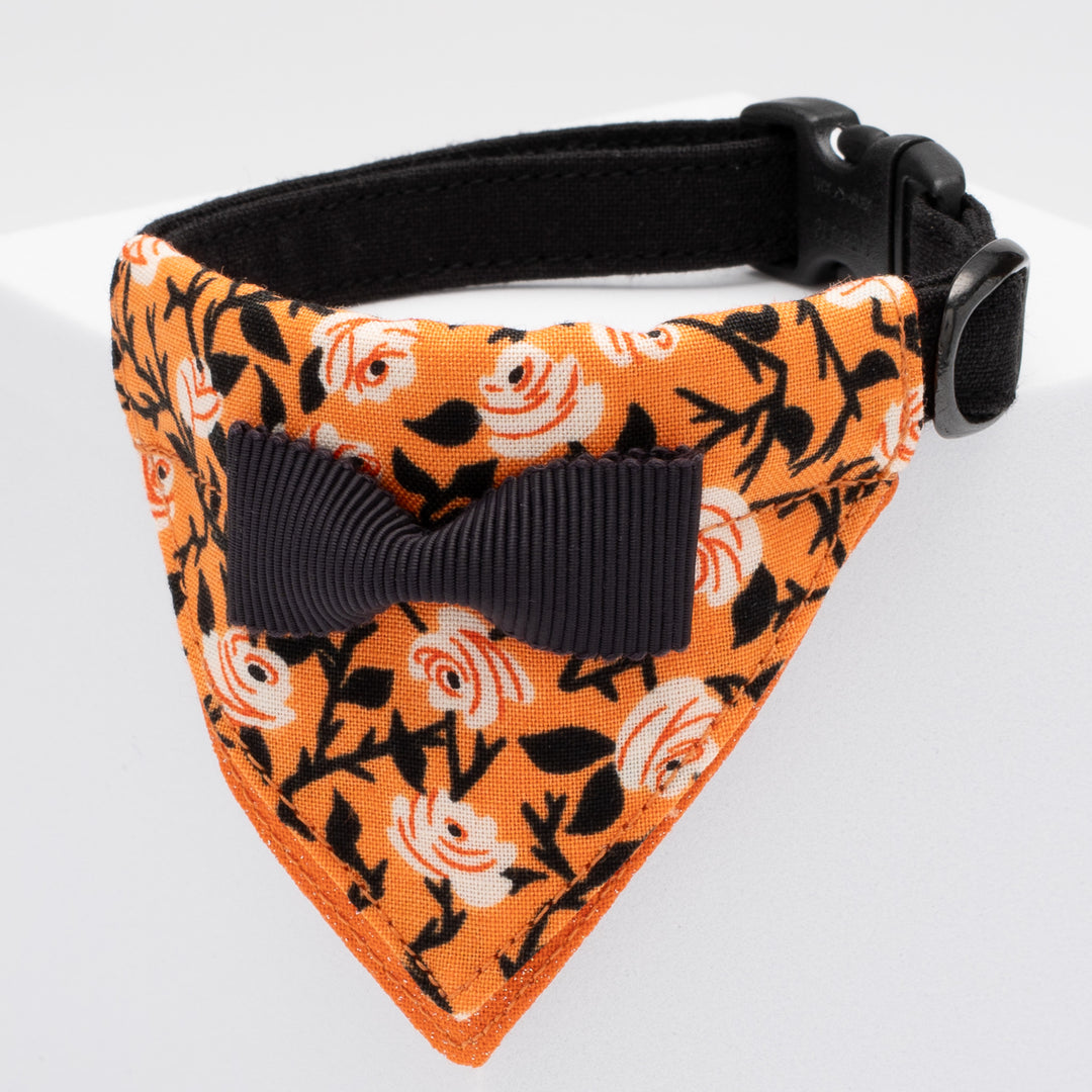 バンダナ付き猫首輪 ハロウィンパーティー トワイライトローズ/オレンジ